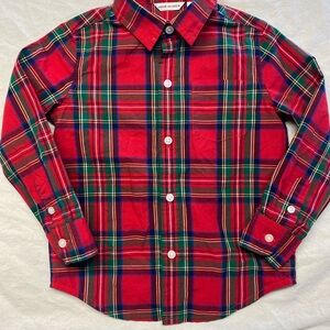 Janie and Jack Red and Green Plaid Button Down Shirt